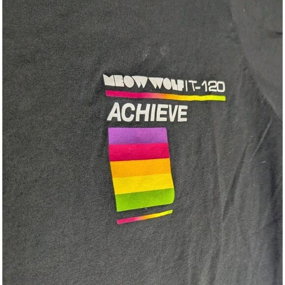 Meow Wolf T Shirt Size S Black Cotton Achieve Graphic RTX Merch T-120 Omega Mart - Picture 3 of 5